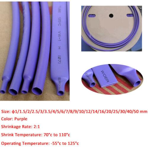 Heat Shrink 2:1 Heatshrink Tube Cable Wire Electrical Sleeving Purple 1 - 50 mm