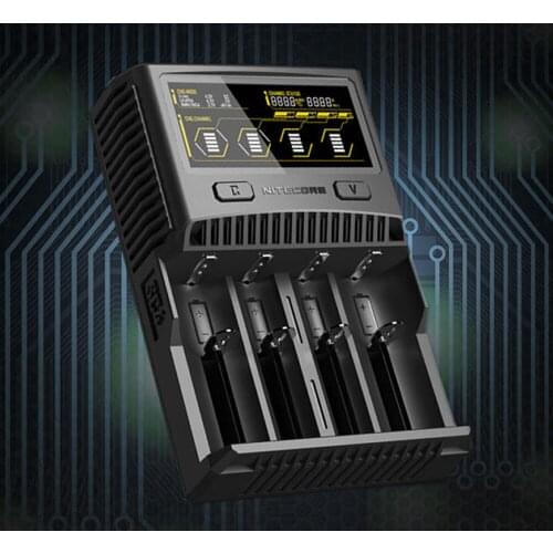 Nitecore SC4 4 Slots Intelligent Faster Charging Superb Charger with 6A Total Output Compatible IMR 18650 14450 16340 AA Battery