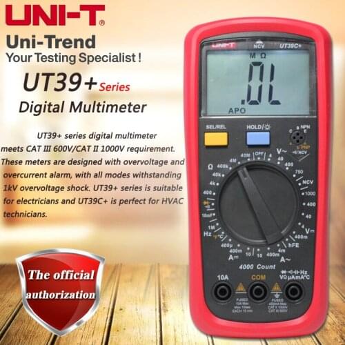 UNI-T UT39A+/UT39C+ modern digital multimeter; resistance/capacitance/frequency/HFE/NCV/temperature test