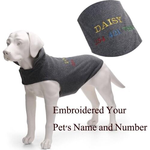 Windproof Winter Warm Fleece Dog Coat Jacket for Small Medium Large Breeds Embroidered Your Pets Name and Number 1 pc Available