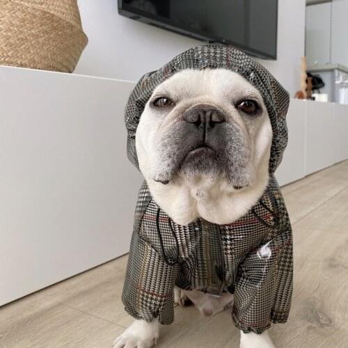 Waterproof Dog Clothes Plaid Dog Raincoat Outdoor Puppy Hooded Jacket for Small Medium Dog French Bulldog Yorkshire Raining Coat