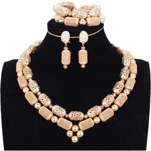4UJewelry Gold African Dubai Jewelry Sets For Women in Nigerian Wedding Sets 2 Layers Indian bridal Jewelry Sets Free Ship 2018