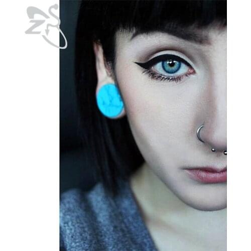 Natural Stone Ear Plugs And Tunnels Stretchers Blue Stone Piercing Flesh Ear Plug Tunnel Expanders Gauges Women Earrings