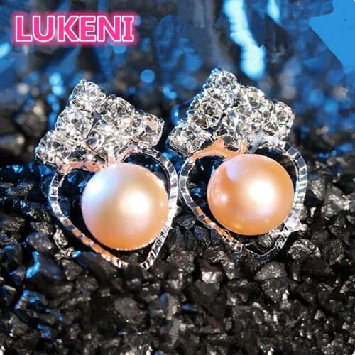 NEW Fashion Luxury zircon 100% perfect 6-7mm natural pearl stud Earrings Fashion pearl Earrings For women Super Promotions
