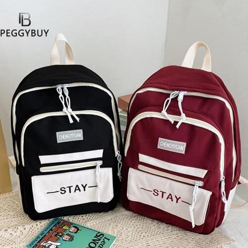 2021 Women Contrast Letters Printing Backpack Fancy High School Bags Preppy Style Backpack for Teenage Girl Cute Travel Rucksack