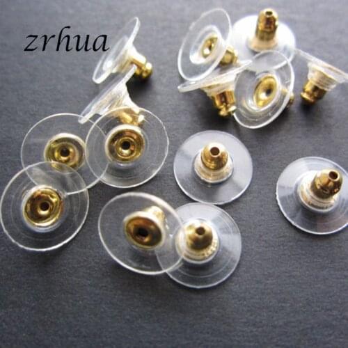 ZRHUA High Quality Gold Silver Color Earring Backs Wholesale Jewelry Accessories for Women Ladies Components Lowest Price 20 PCS