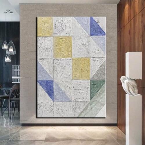 100% Hand Painted Oil Paintings Colorful Geometric Abstract Modern Canvas Minimalist Wall Art For Living Room Aisle Studio