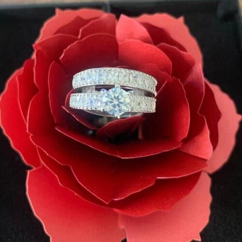 2pcs YaYI Jewelry Natural Gemstones Moissanite Cubic Zirconia Stamped S952 Silver Color Engagement Wedding Party Couples Rings