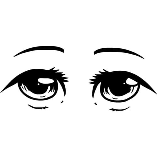 22.8*9.6CM Cute Anime Eyes Bumper Sticker Interesting Motorcycle Vinyl Decals Black/Silver C7-1128