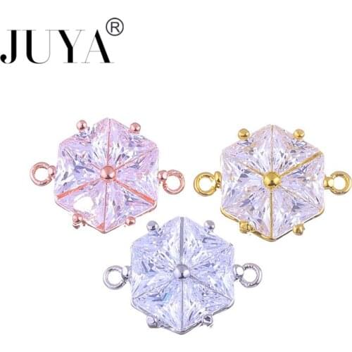 Supplies For Jewelry Wholesale 5pcs Luxury Crystal floating charms Connectors For Women Hand Made Jewelry Findings accessories