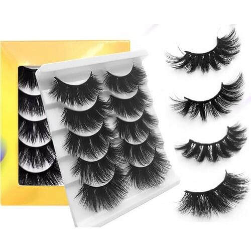 8D Fluffy Extra Long Lashes Mink Hair 5Pairs False Eyelashes Long Thick Wispy Beauty tool Eyelash Extension Makeup Tool