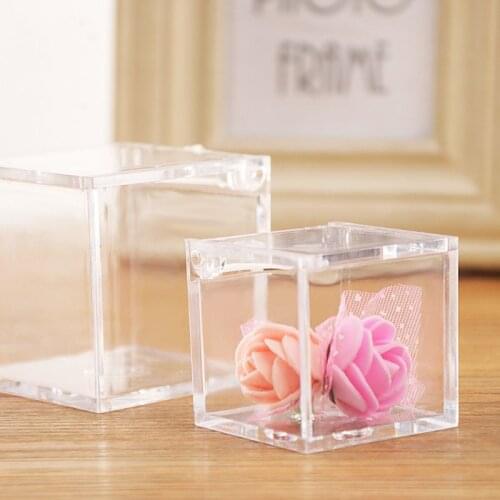 Wedding accessories transparent cube wedding candy plastic Christmas birthday gift box baby shower