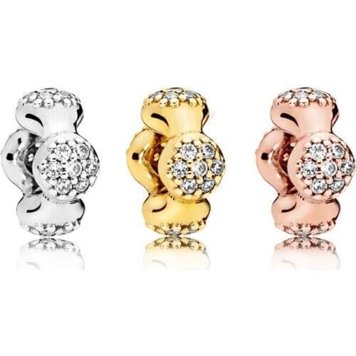 Clear CZ Love Pod Design Crystal Space Beads for Charms Bracelets Women 925 Sterling Silver Charm Beads for Jewelry Making DIY