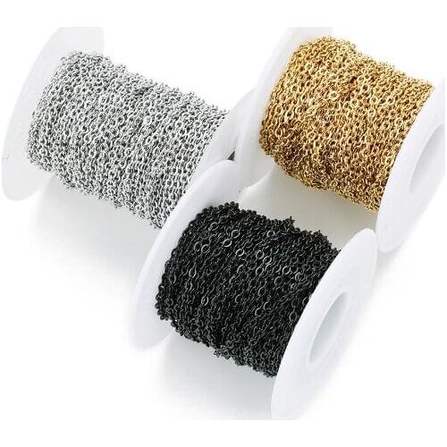 10 Yard/roll 1/1.5/2/2.5/3mm stainless steel O Chains Bulk Steel Color for DIY Jewelry Chain Making necklace bracelet fg4s