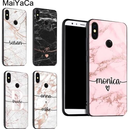 PERSONALISED ROSE GOLD MARBLE INITIAL For POCO X3 F2 Case For Redmi Note 9 Pro 8 7 8T 9S 9A 9C For Mi Note 10 Lite 9T A3 Coque