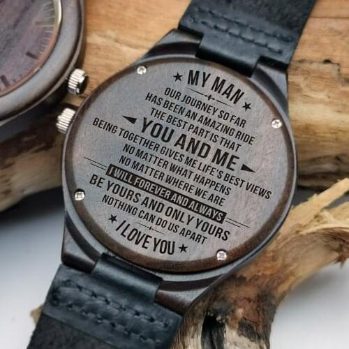Give man boyfriend back carved information night light wood watch holiday birthday gift