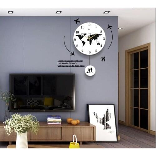 European Creative Maps Wall Clocks Living Room Household Personality Modern Simple Nordic Clocks Atmospheric Mute Art