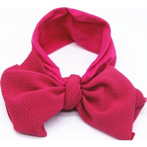 Newborn Baby Girls Top Knot Bows Nylon Headbands,DIY Big Bow Cotton Fabric Wide Turban Headwraps,Infant Toddler Hair Accessories