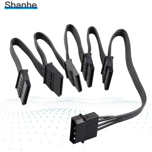 Molex 4pin IDE 1 to 5 SATA 15Pin Hard Drive Power Supply Splitter Cable Cord for DIY PC Sever 4-pin to 15-pin Power