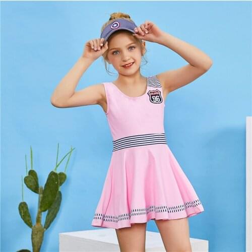 Swimwear Children 2021 Girls' Swimsuit One Piece Bathing Suit Kids Swimwear Sports Swimsuits Students Swimdress Outfits 15 Years