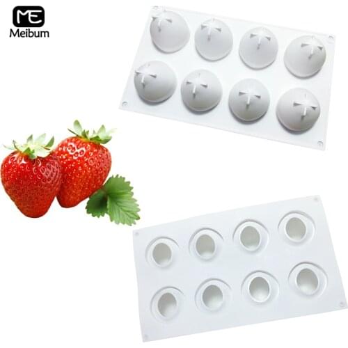 Meibum 8 Cavity Strawberry Shape Silicone Mold DIY Muffin Fruit Cake Mould Mousse Dessert Pastry Decoration Modle Baking Tools