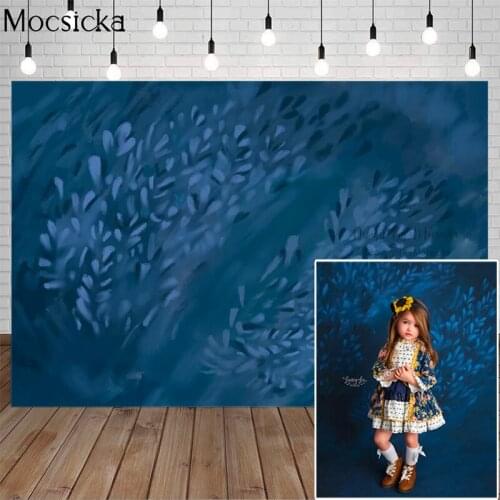Mocsicka Blue Wheat Ears Photography Background Hand Drawn Style Dream Flowers Backdrop Child Portrait Decoration Props Studio