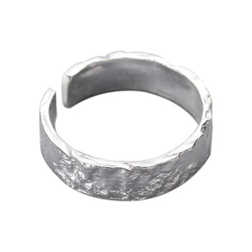 Season Gate Sterling Silver Fashion Personality Cool Paper Grain Adjustable Size Open Ring SR073