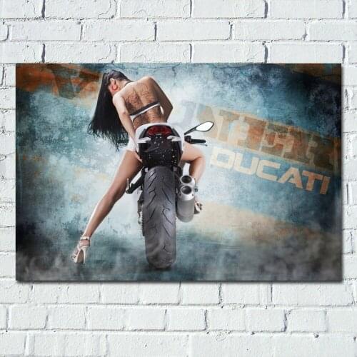 Monster Motorcycle Superbike & Hot girl Picture Wall Art Poster Canvas Cloth Printed for Room Decor