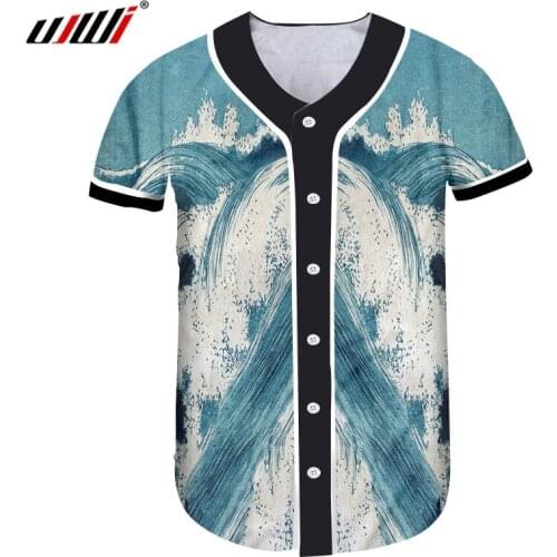 UJWI Mens Harajuku Loose Baseball Shirt Unisex Big Size Tshirt 3D Printed The New Listing Wave And Ukiyo-e T-shirt Suppliers