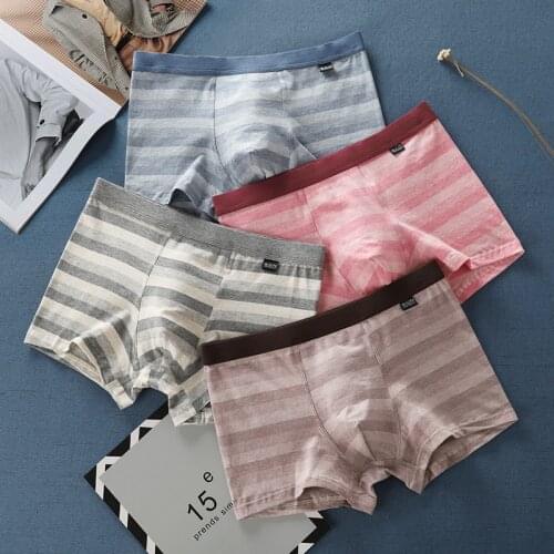 Underwear Men 2/4pcs Fashion Soft Cotton Striped Solid Shorts Plus Size Boxers Comfort Middle Waist Boxer Hombre