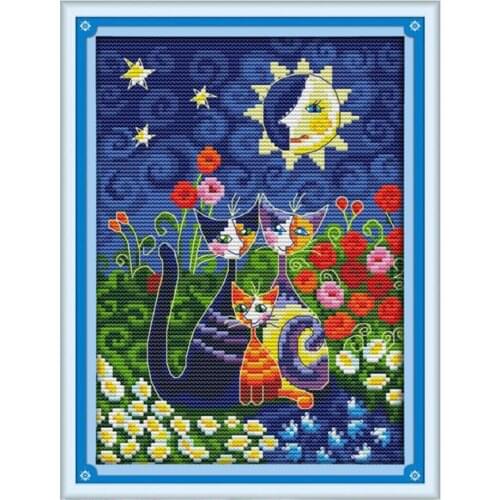 Dimensions Cross Stitch Kit Flower Cats 11CT 14CT Counted for Kids Children