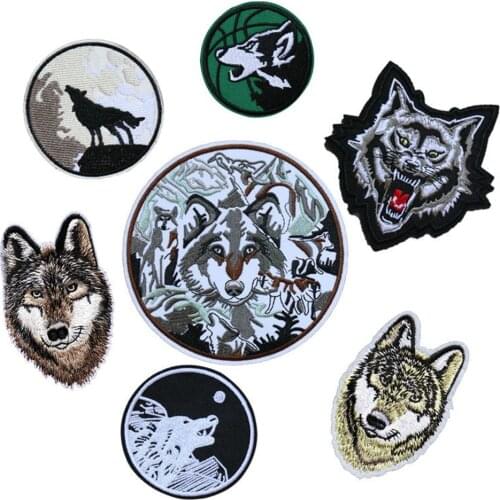 Wolf Patches for Clothing Iron-on Badges Dog Applique Decorative Tranfer Sticker For Cloth Ironing Patch On Clothes Stickers