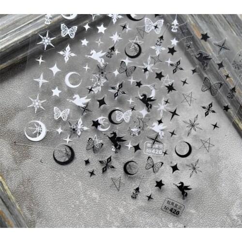 High Quality Star Moon Butterfly Starry Sky Unicorn Nail Art Stickers Cute DIY Manicure Decal Decoration