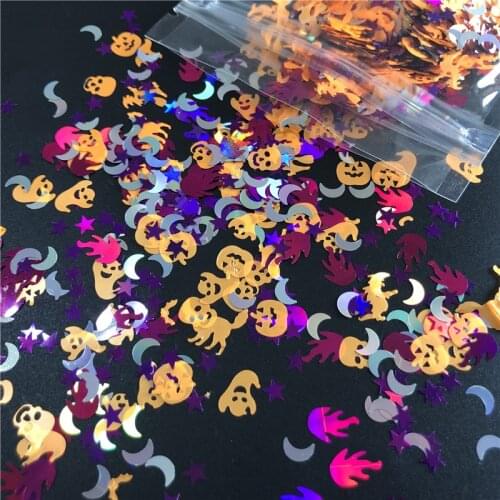 13 Style Halloween Series Mixed Chunky Glitter Skull Pumpkin Ghost Fox Moon Handcuffs Shape Glitter Sequins Festival Decorations