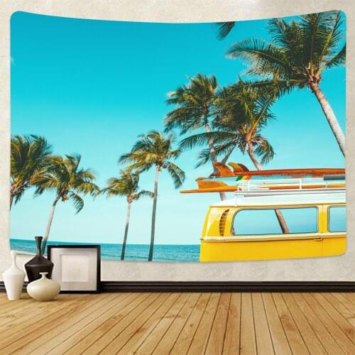 Ocean Beach Tapestry Tropic Paradise Beach Wall Hanging Coconut Tree Tapestry Hippie Bohemian Tapestries for Home Decor
