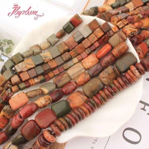 Natural Picasso Jaspers Oval Square Rectangle Multicolor Loose Stone Beads For Jewelry Making DIY Necklace Bracelet Earring 15"