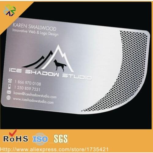 Stainless steel material holes die cutting etching words shaped cutting through metal card