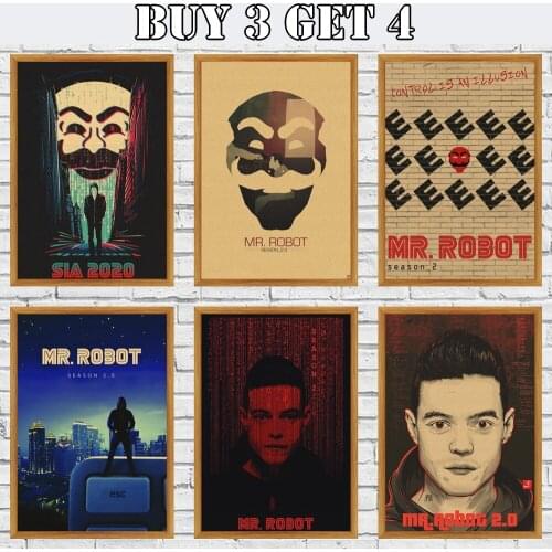 Mr.Robot Tv Show Kraft Paper Posters S For Living Room Abstract Decorative Home Decor
