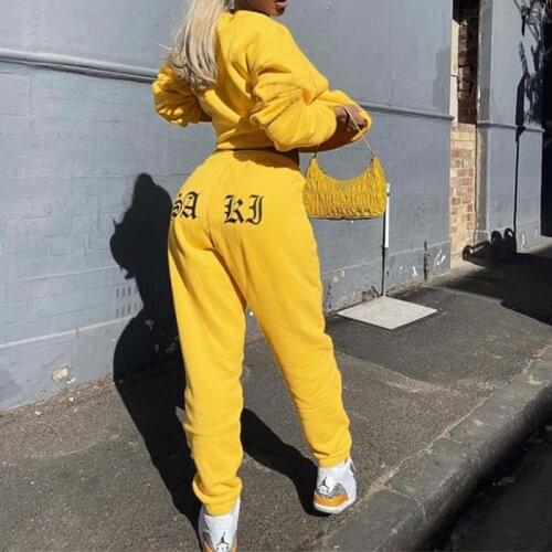 Casual Womens Traksuit Print Fleece Jogger Set O-neck Long Sleeve Pullovers Sweatshirt And Sweatpants Female Suit Autumn Loose