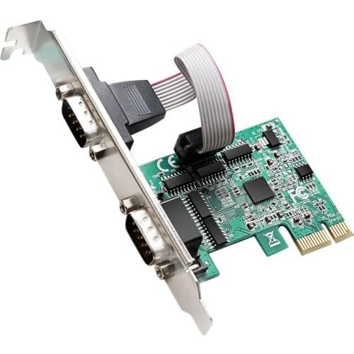 PCIe to 2 Serial Port Expansion card Adapter converter with ASIX/AX99100B DB9 RS232 PCI-E