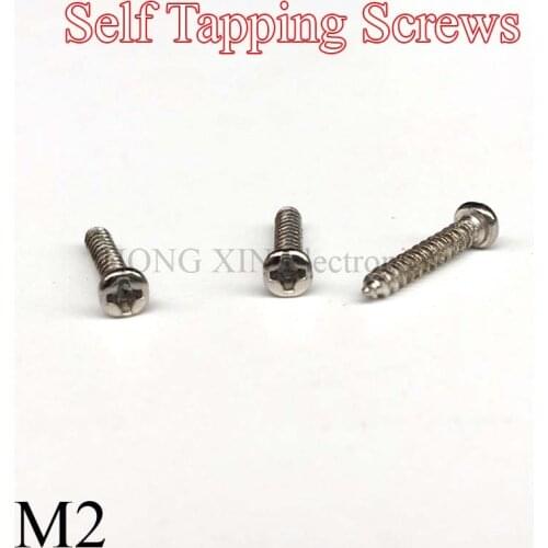 Nickel Plated Carbon Steel Phillips Pan Head Self Tapping Screws M2*4/5/6/8/10/12/16/20mm bolt 1pcs