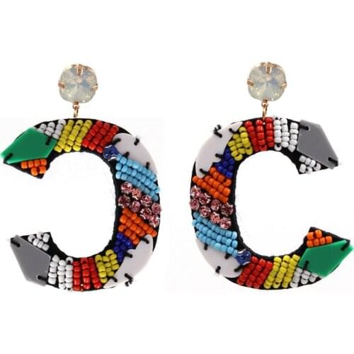 Brand letter drop earrings for women fashion Bohemian Oorbellen handmade multicolor letter earrings wedding jewelry wholesale