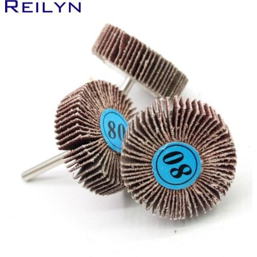80# 3.17mmsand paper wheel spindle mop peeling bits mounted flap wheel bits mops-wheel spindle grinding block polishing bits