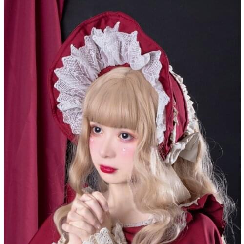 Original Design Limited Edition Japanese Lolita OP Bonnet Hat Cosplay Princess Sweet Lolita Vintage Women Gothic Lace Sun Hat