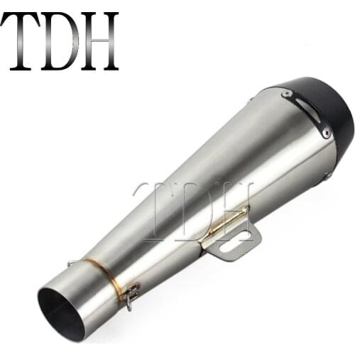 Universal Motorcycle 51mm Steel Titanium Chrome Exhaust Muffler Silencer Pipe For BMW Kawasaki Suzuki Street Bike Scoote