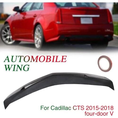 Vehemo Carbon Fiber 130*15*9cm Trunk Rear Wing Car Tail Wing Spoiler Black Decor Trim Spoiler Wing Car Accessories