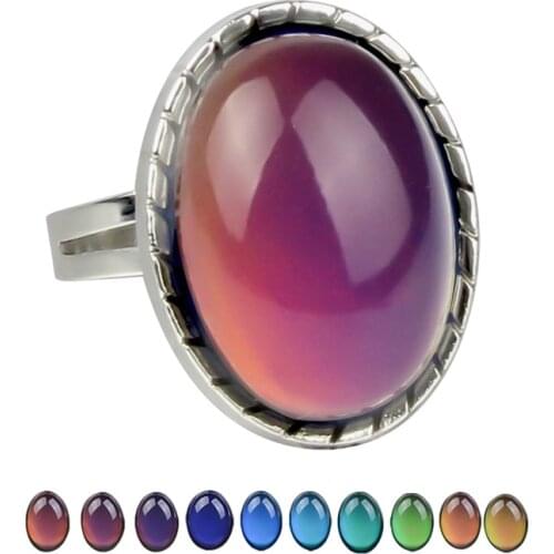 Vintage Retro Color Change Mood Ring For Women Dainty Oval Emotion Feeling Changeable Ring Temperature Control Color Rings