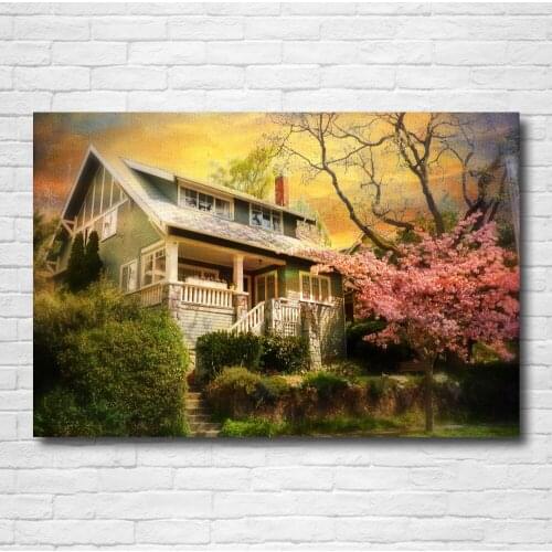 Vintage House fairy tale Wallpaper Decorative Painting Canvas Wall Art Posters and Prints for Home Decor