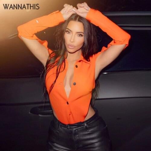 WannaThis Hollow Out Long Sleeve Button Turn-down Collar Womens T-shirts Sexy Tops Fashion Female Clothing Elegant Streetwear