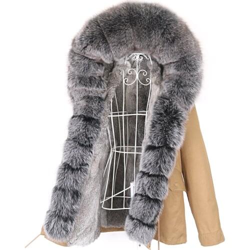 2020 short winter jacket women parka real fur coat vest plus size waterproof big natural fox fur collar hooded rabbit fur liner